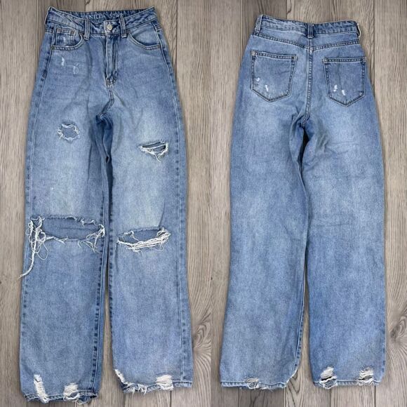 Vanilla Star Denim - Vanilla Star Size 0 Distressed High Rise Denim Straight Leg Mom Vintage Jeans